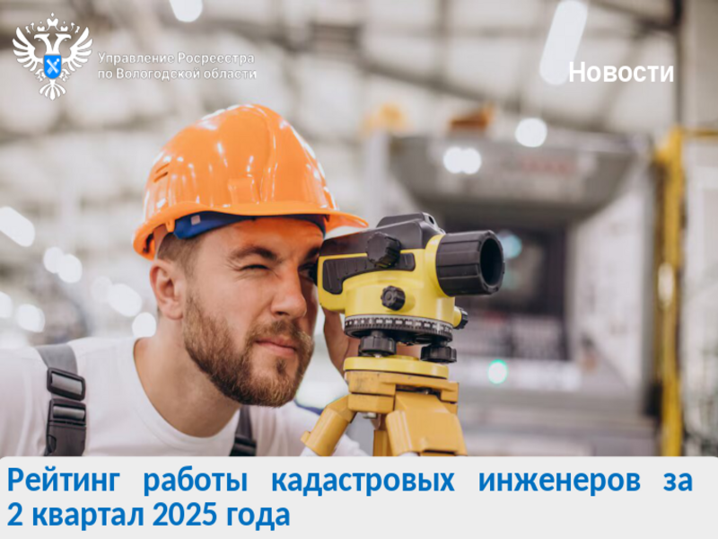 Подготовлен рейтинг кадастровых инженеров  за 2 квартал 2025 года.
