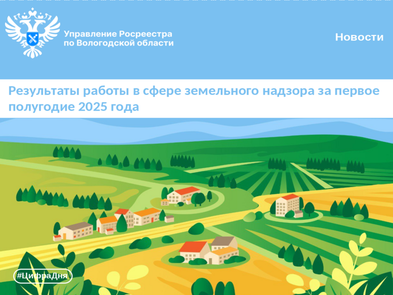 Итоги работы Управления Росреестра по Вологодской области в сфере земельного надзора за первое полугодие 2025 года.
