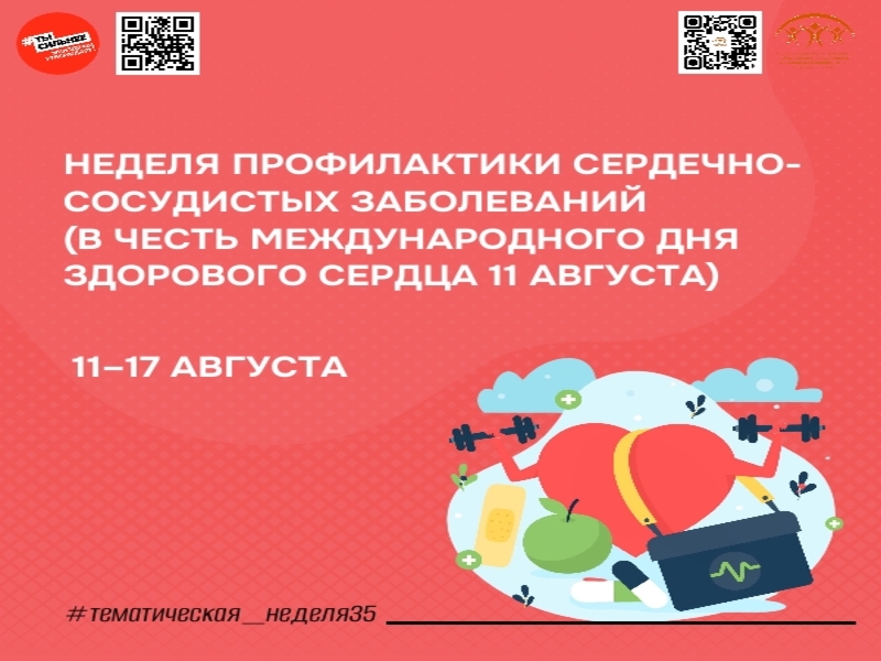 11–17 августа – Неделя профилактики сердечно-сосудистых заболеваний в России.