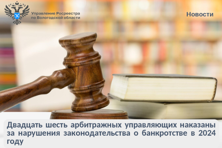 Двадцать шесть арбитражных управляющих наказаны за нарушения законодательства о банкротстве в 2024 году в Вологодской области. Двадцать шесть арбитражных управляющих наказаны за нарушения законодательства о банкротстве в 2024 году в Вологодской области.